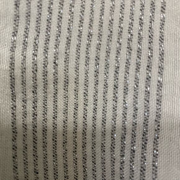 Bobeau Women’s Tunic Length Blouse White Gray Stripe Sparkle Size Large - Picture 6 of 6